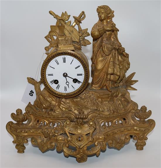 French gilt figural clock - Mourey
